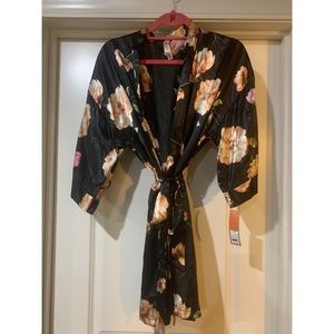 XS/S black and pink peony robe - Set of 3